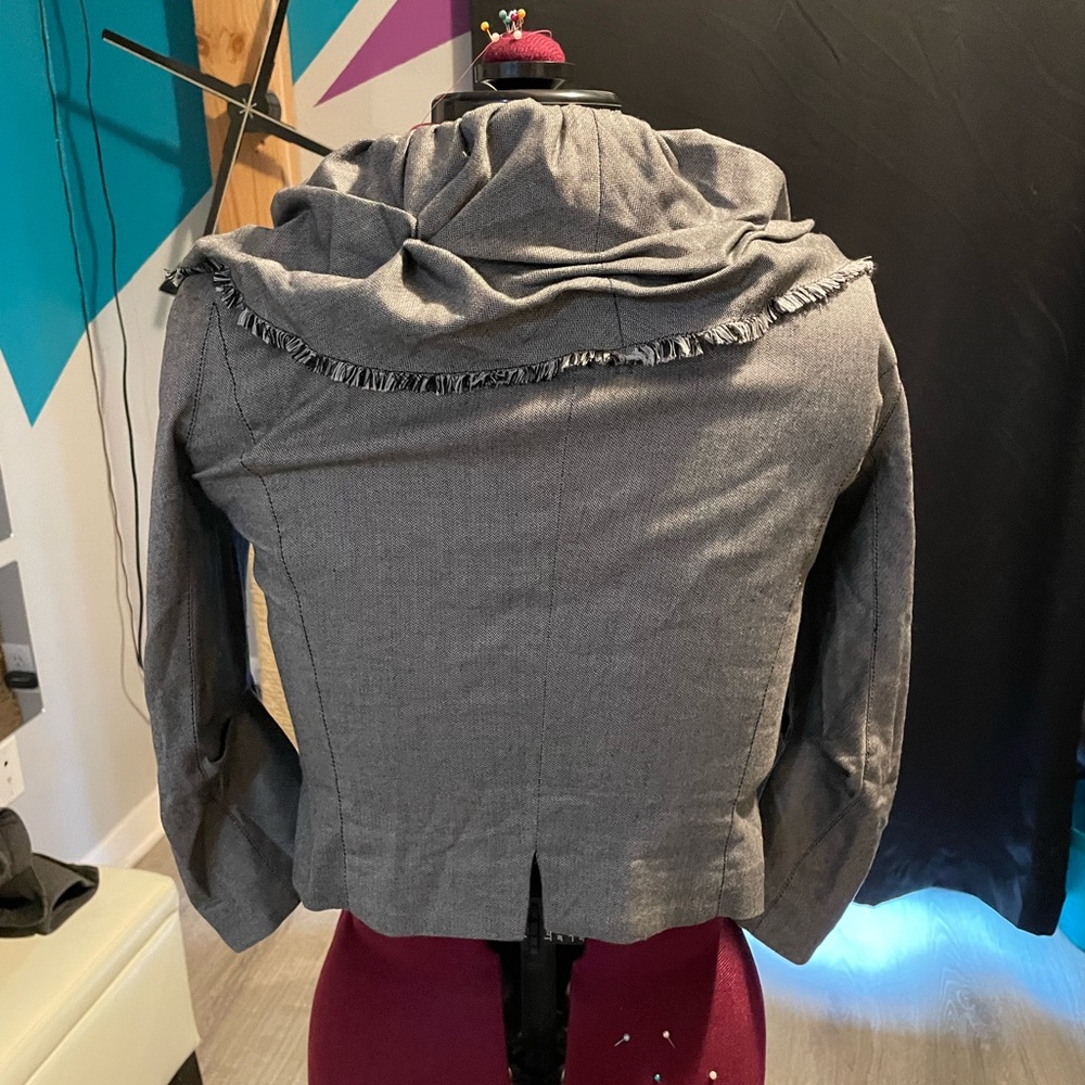 bebe Gray Draped Collar Blazer Jacket - Picture 2 of 3